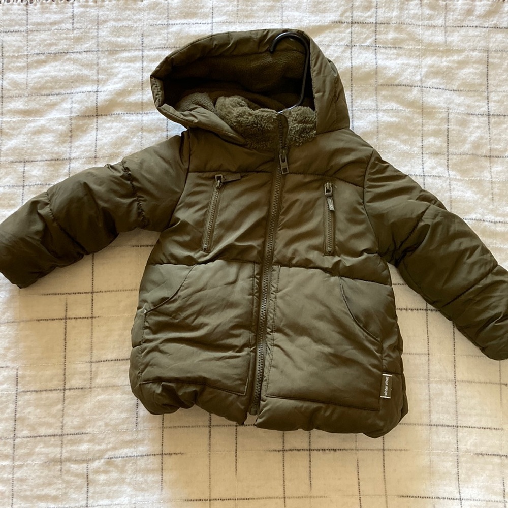 Zara baby army green kids winter vibes coat